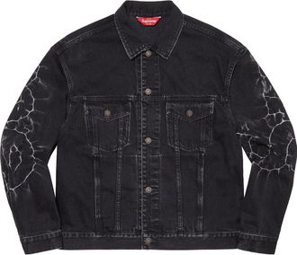 SUPREME Shibori Denim Trucker Jacket Black White SUP-SS23-014