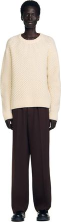 Sandro Honeycomb stitch wool sweater in Off White at Nordstrom, Size Medium