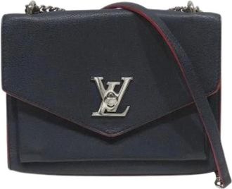 Louis Vuitton Pre-owned Cross Body Bags, female, Blue, Size: ONE SIZE Pre-owned My Lockme BB Grained Calf Leather Shoulder Bag