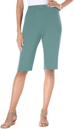 Roaman's Plus Size Soft Knit Pull On Bermuda Short in Cool Sage at Nordstrom, Size Large