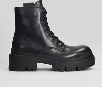 Ash Noah Combat Boots In Black Leather