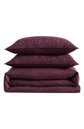 Calvin Klein Linear Circuit Cotton Duvet Cover & Shams Set in Dark Red at Nordstrom, Size Full/queen