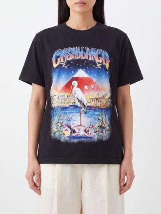 Casablanca T-shirt in cotone organico con stampa grafica e girocollo