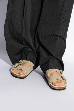 Birkenstock Arizona Shearling Slippers, Mens, Beige