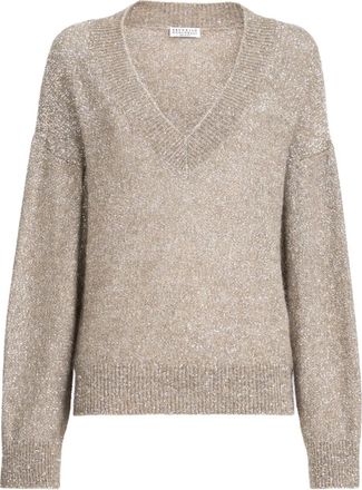 Brunello Cucinelli Trui met V-hals - Beige