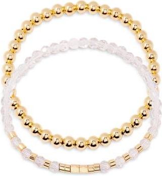 Brook & York Makenna Set of 2 Birthstone Beaded Stretch Bracelets in Gold at Nordstrom Rack