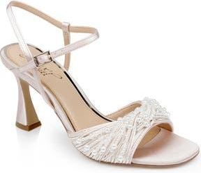 Badgley Mischka Fanny Ankle Strap Sandal in Champagne Satin at Nordstrom Rack, Size 9.5