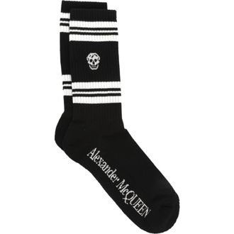 McQ by Alexander McQueen Stripe Skull Logo Crew Socks in Black Ivory at Nordstrom Rack, Size Medium