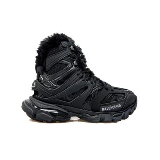 Balenciaga Mens Black/Black Track Hike Faux Fur-lined Sneakers, Brand Size 46 (US Size 13)