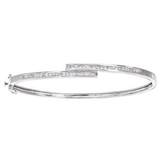 Diamant L'éternel 9ct witgouden 1ct prinses geslepen diamanten kanaalset armband