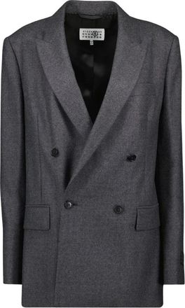 Maison Margiela Grijze Wollen Blazer Herfst-Winter Collectie - Dames - Blazers - Grijs - S - Wol - Jassen