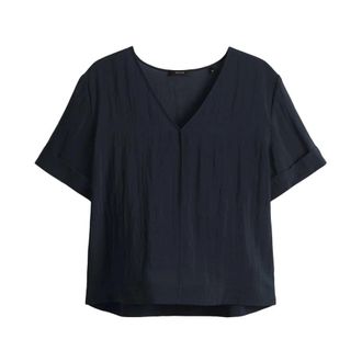 OPUS Korte Mouw Blouse Filka - Dames - Blouses & Shirts - Blauw - Maat: 2XL