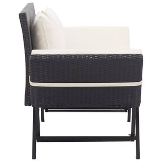 Berkfield Home Beautiful Garden Bench with Cushions Black 176 cm Poly Rattan