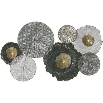 Beliani Decoraci&oacute;n De Pared C&iacute;rculos Arte De Pared De Metal Negro Y Plateado Estilo Moderno Zirconium