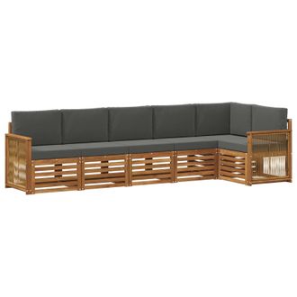 vidaXL Conjunto De Sof&aacute; Seccional Con Coj&iacute;n 5 Pcs Natural Y Antracita Vidaxl
