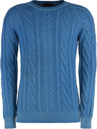 Moorer Cashmere Trui met Ronde Hals - Heren - Cashmere truien - Blauw - M - Kasjmier - Truien & Vesten
