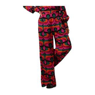 Idano Hilde Sixties Wide Broeken - Dames - Broeken - Veelkleurig - Maat: XS Viscose