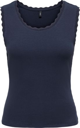 Only Tanktop ONLY ONLLUNI S/L TANK TOP CS JRS, Damen, Gr. XL, night sky, Jersey, Obermaterial: 57% Baumwolle, 38% Polyester, 5% Elasthan, unifarben, regula