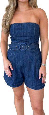 Olivaceous Naomi Strapless Romper In Denim