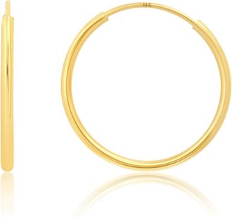 MAX + STONE 10k Yellow Gold 1mm Tube Flex Continuous Hoop Earrings 10MM-25MM