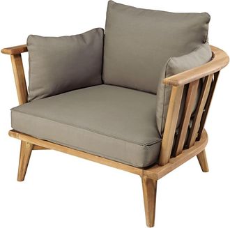 Maisons du monde Sill&oacute;n de jard&iacute;n de acacia maciza y cojines marrones