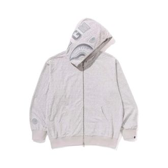 A Bathing Ape Zip-throughs, male, White, Size: XL Lux Sport Pattern Shark Relaxed Fit Full Zip Hoodie