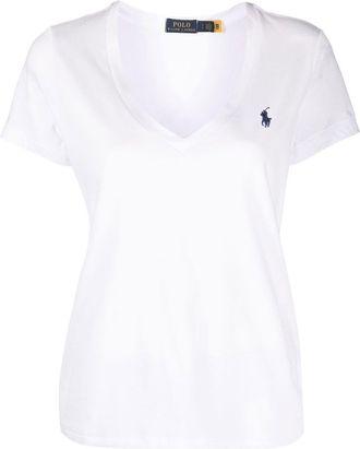 Polo Ralph Lauren Polo Pony V-neck T-shirt - women - Cotton - L - White