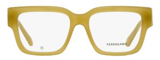 Ferragamo SF2975 Modified Rectangular Acetate Eyeglasses - Yellow