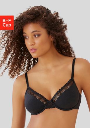 Lascana B&uuml;gel-BH LASCANA, Damen, Gr. 95, Cup F, schwarz, Jersey, Obermaterial: 83% Baumwolle, 11% Polyamid, 6% Elasthan, Basic, BHs B&uuml;gel-BH, aus Bio-Baumwoll