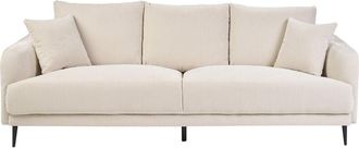 Miliboo Sof&aacute; De Dise&ntilde;o De 3 Plazas De Tela De Terciopelo Beige Y Metal Negro Jerry