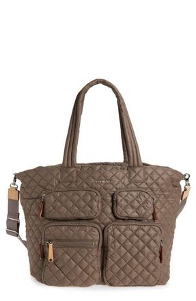 MZ Wallace Large Metro Quilted Nylon Travel Tote in Morning Dove at Nordstrom