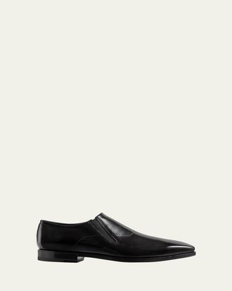 Berluti Mens Mont Thabor Leather Square-Toe Venetian Loafers
