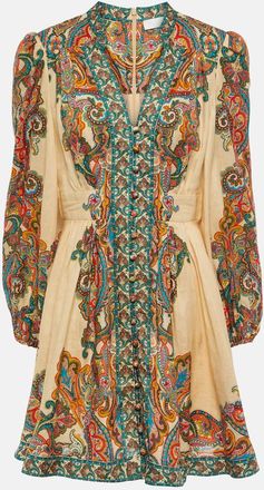 Zimmermann Ottie Plunge paisley linen minidress