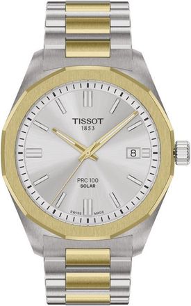 Tissot PRC 100 Solar Two-Tone Bracelet Watch, 39mm in Silver at Nordstrom