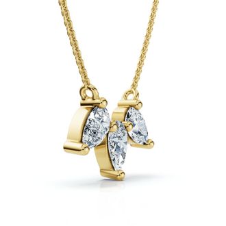 Pompeii3 1/2Ct Trio Pear Shape Diamond 18 Necklace 14k Gold Pendant