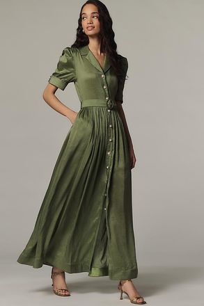 Aqua Blu Australia Eloise Linen Silk Midi Dress