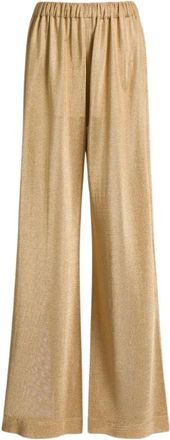 Alberta Ferretti Wijde pijpen lurex mesh broek - Dames - Wijde Broeken - Geel - XS - Broeken
