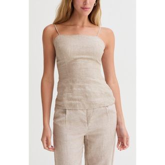 Crescent Sleeveless Linen Top in Oatmeal at Nordstrom, Size Large