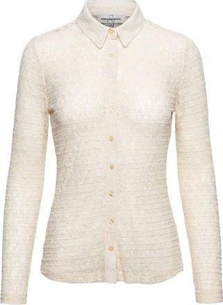 &Co Woman Tina Kant Blouse - Dames - Blouses & Shirts - Beige - Maat: 3XL Poliester
