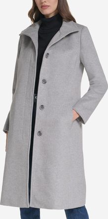 Cole Haan Womens Stand Collar Wool Coat - Grey Size 14
