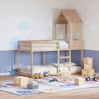 vidaXL Cama Litera Sin Colch&oacute;n Madera Maciza De Pino 90x190 Cm Vidaxl