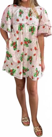 Peach Love California Womens Poplin Flutter Dress In Strawberry
