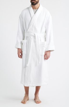 Majestic International Aberdeen Waffle Knit Robe in White at Nordstrom