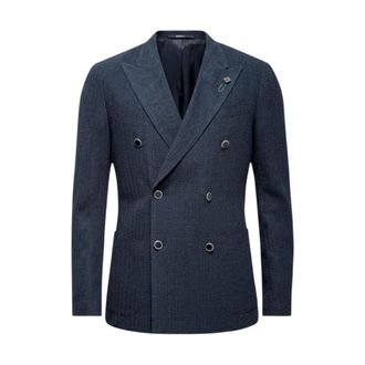 Lardini Blazers, male, Blue, Size: XL Double-breasted Blazer