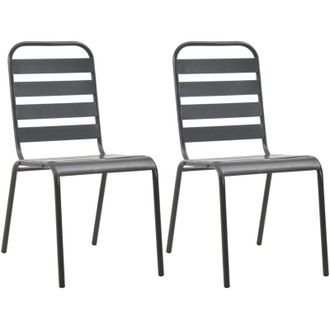 vidaXL Vidaxl - Sillas De Jard&iacute;n Apilables 2 Unidades Acero Gris