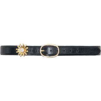 Maje Leather belt with removable jewel in Black at Nordstrom, Size Medium