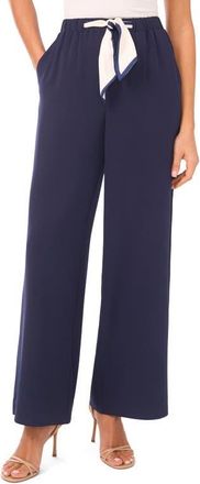 CeCe by Cynthia Steffe Tie Waist Straight Leg Pants in Classic Navy at Nordstrom, Size Xx-Small