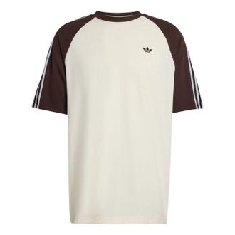 adidas Britcore Ringer Short Sleeve T-Shirt Off White Aurora Coffee HZ3830