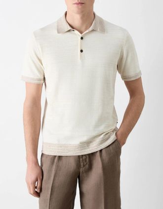 Oliver Sweeney Mens Oliver Sweeney Bassett Mens Knitted Polo Shirt - Off White - Cream - Size: 42