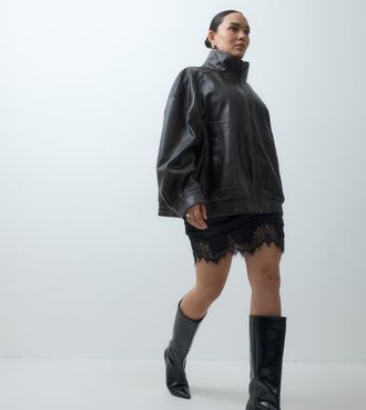 Asos Curve Camille stivali al ginocchio con tacchetto a spillo slip-on neri-Nero